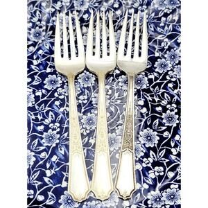 1847 Rogers Bros Ancestral Silverplate Set of 3 Salad Fork Discontinued